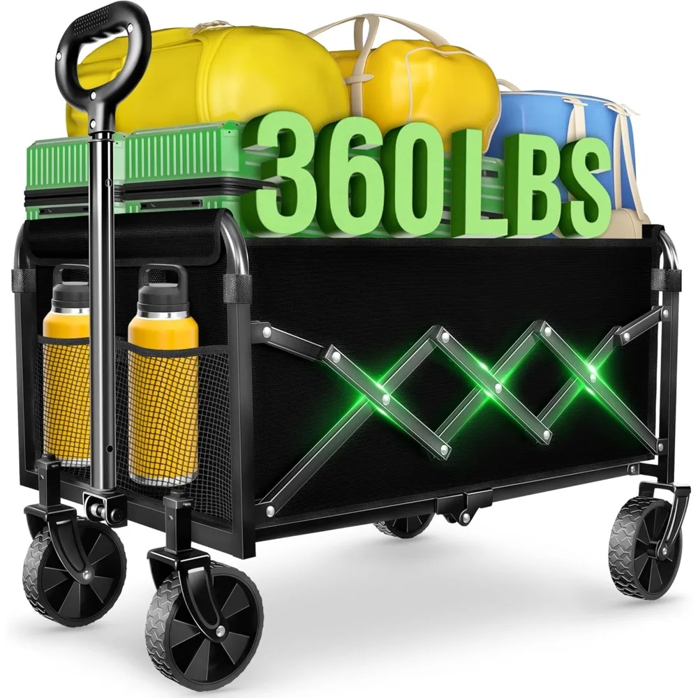 

Wagons Carts Foldable - Collapsible Folding Wagon, Portable Folding Wagon Cart with Wheels, Outdoor Utility Carts for Groceries,