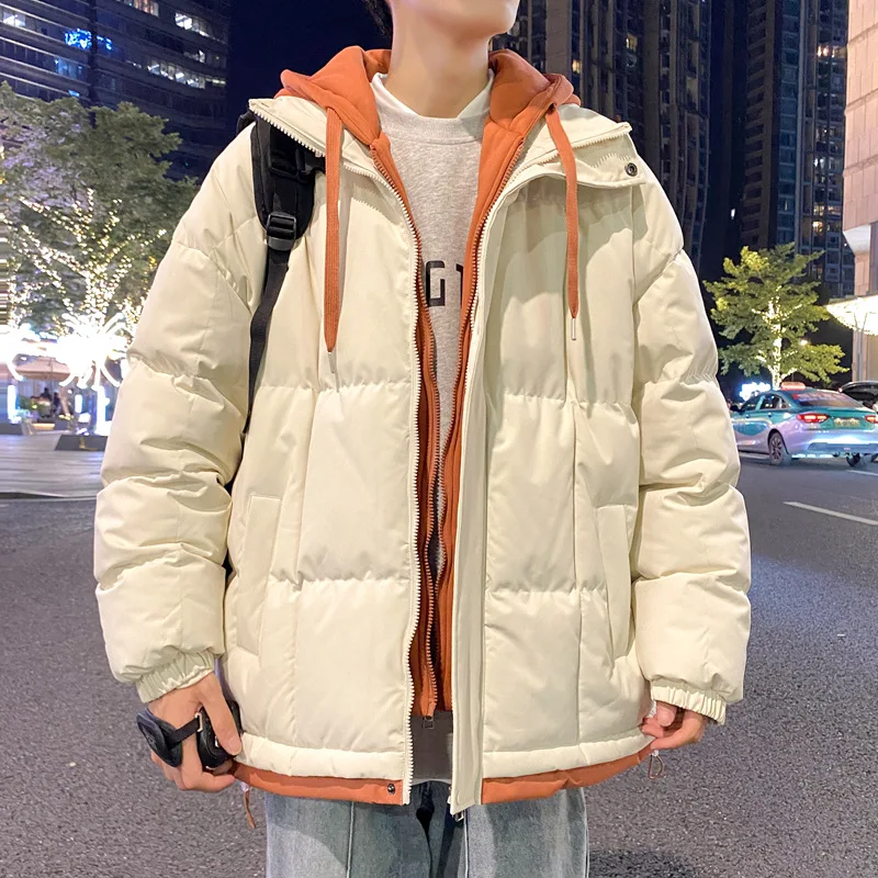 

Fashion Men's Hooded Cotton-Padded Jackets 2025 Autumn Winter Youth High Street Wear Loose Thicken Coat Outdoor Windproof Parkas