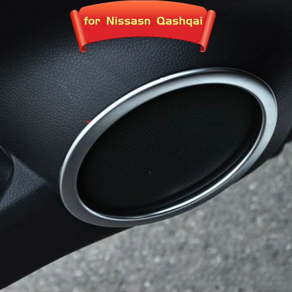 Car styling Fit for Qashqai J11 2014-2020 Stainless Steel 4XDoor Speaker Ring Cover Sticker Audio Decoration