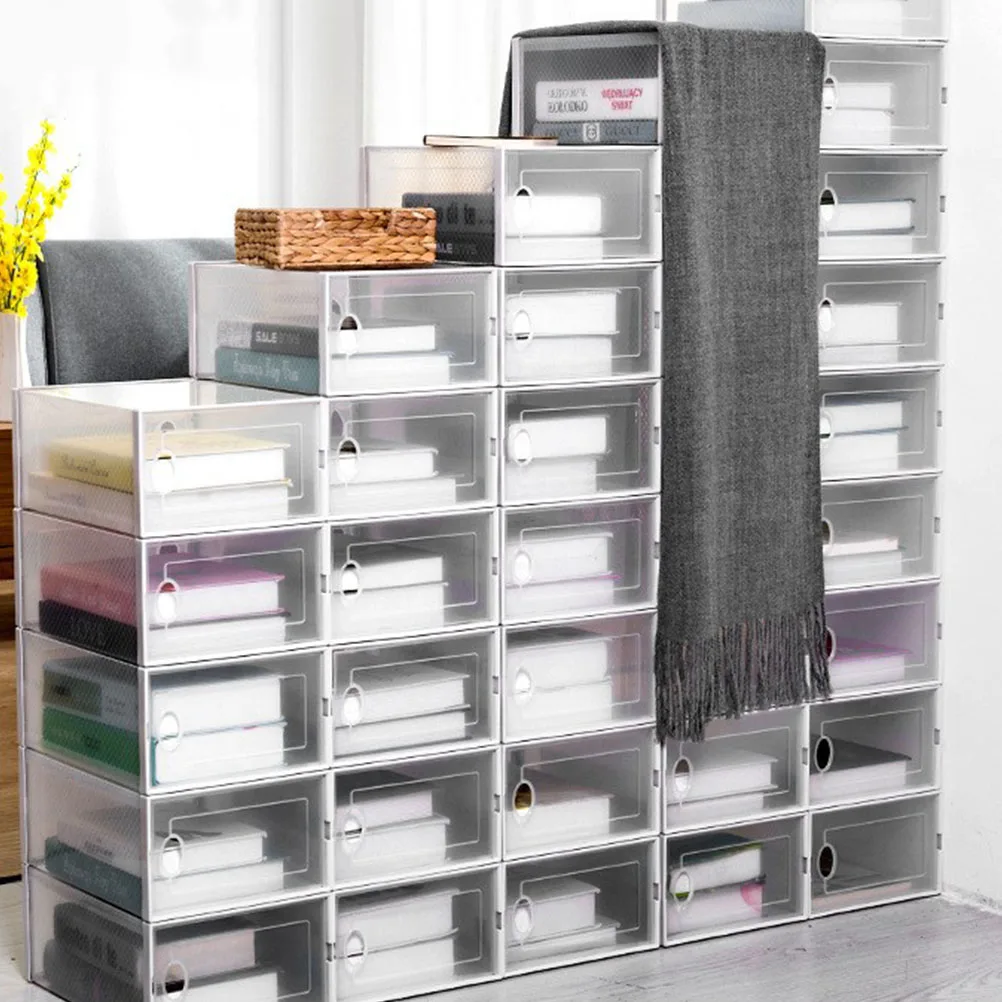 

Flip Cover Shoe Cabinet Stackable Storage Box High Quality Transparent Shoes Case for Home Hotel Storage Organizer