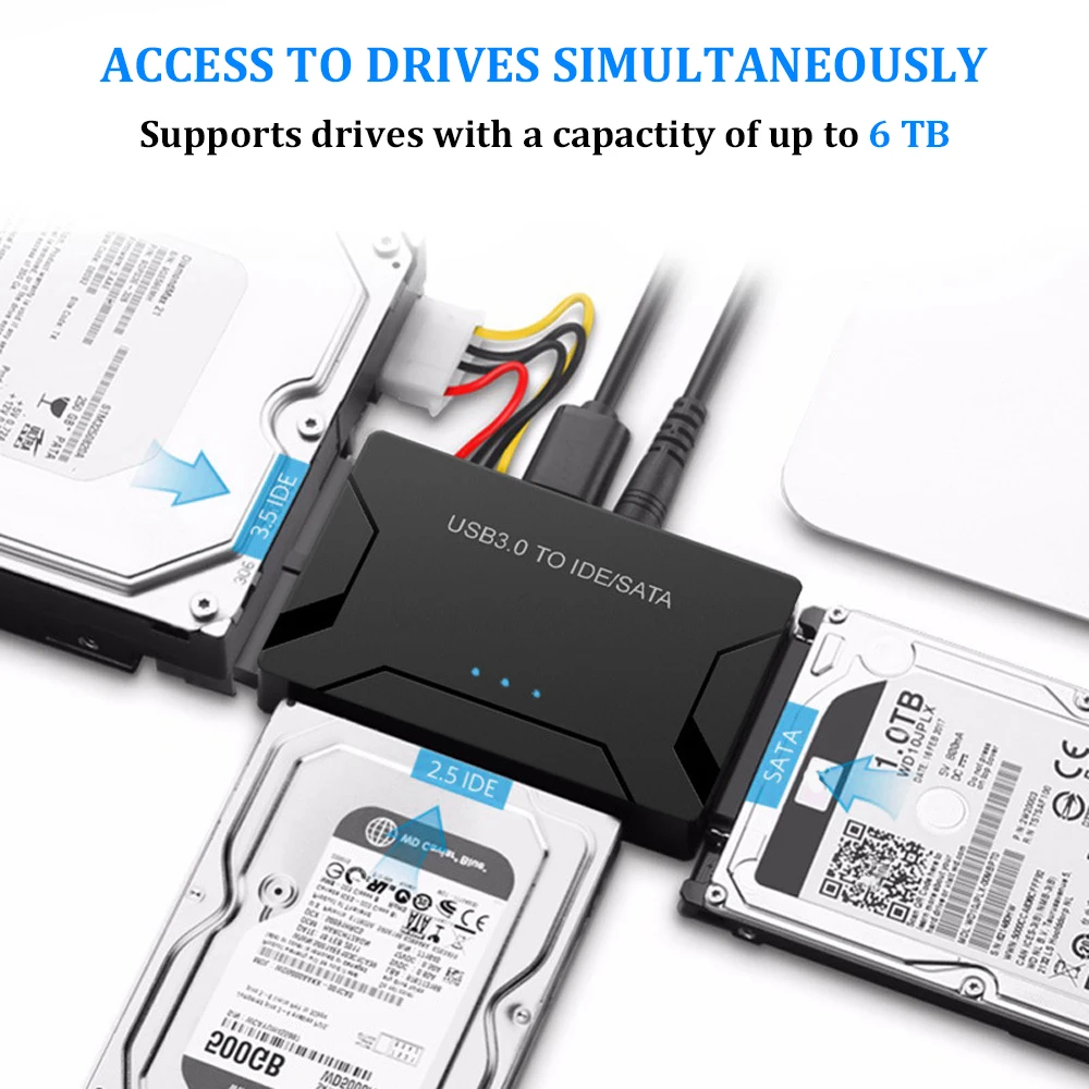 USB 3.0 to SATA IDE Hard Disk Adapter Converter Cable for 3.5 2.5 inch HDD/SSD CD DVD ROM CD-RW 3 in 1 IDE SATA Adapter