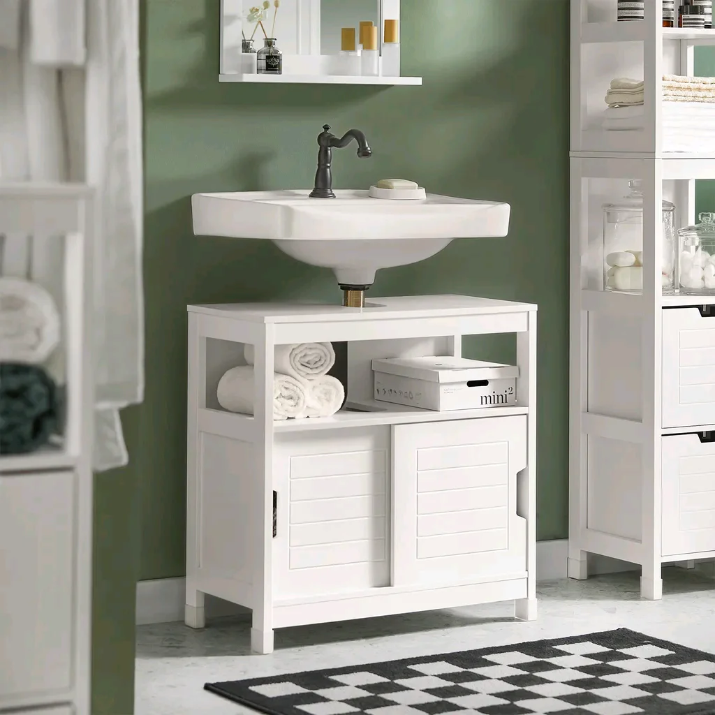 

！@Combohome Cheap 2 Door MDF Wood Washbasin Base Storage Bathroom Vanity Basin Under Sink Cabinet