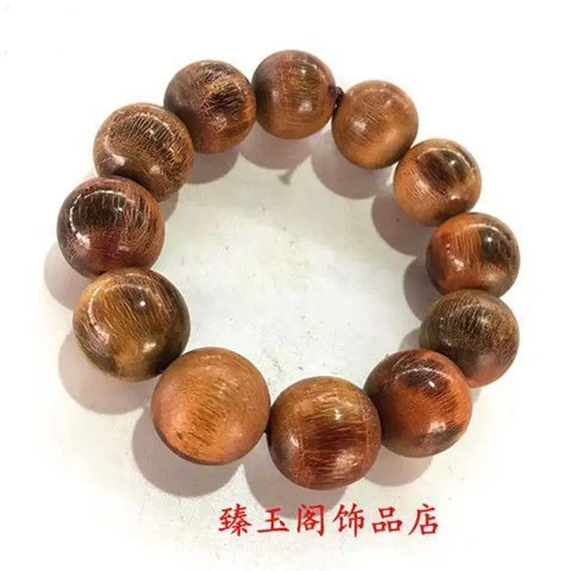 Vintage Ox Horn Buddha Bead Bracelet with Cracks, Authentic Ice-Cracked Pattern Men's Cultural Item