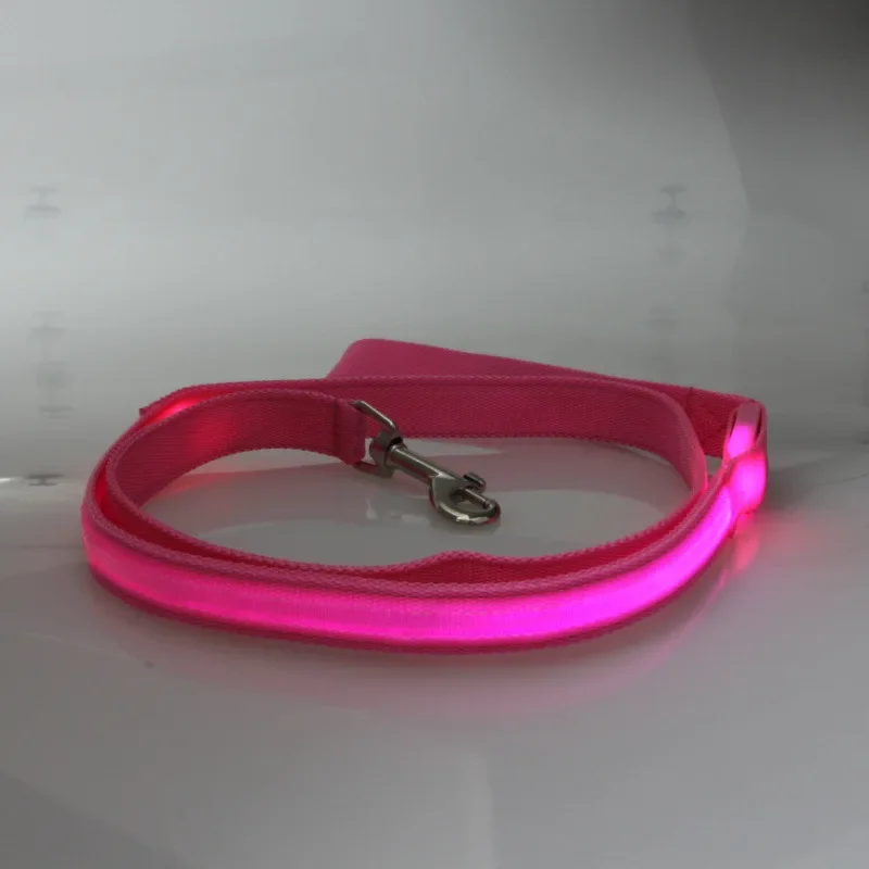 LED Pet Nylon Dog Leash Light Night Safety Flashing Glow in The Dark Dog Leash Mesh Pet Leash Rope 120cm