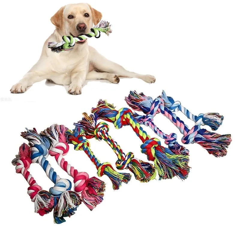 Dog Toys Knot Rope Chew for Small Medium Large Dogs Durable Braided Pets Interactive Funny Teeth Cleaning Supplies 1pc