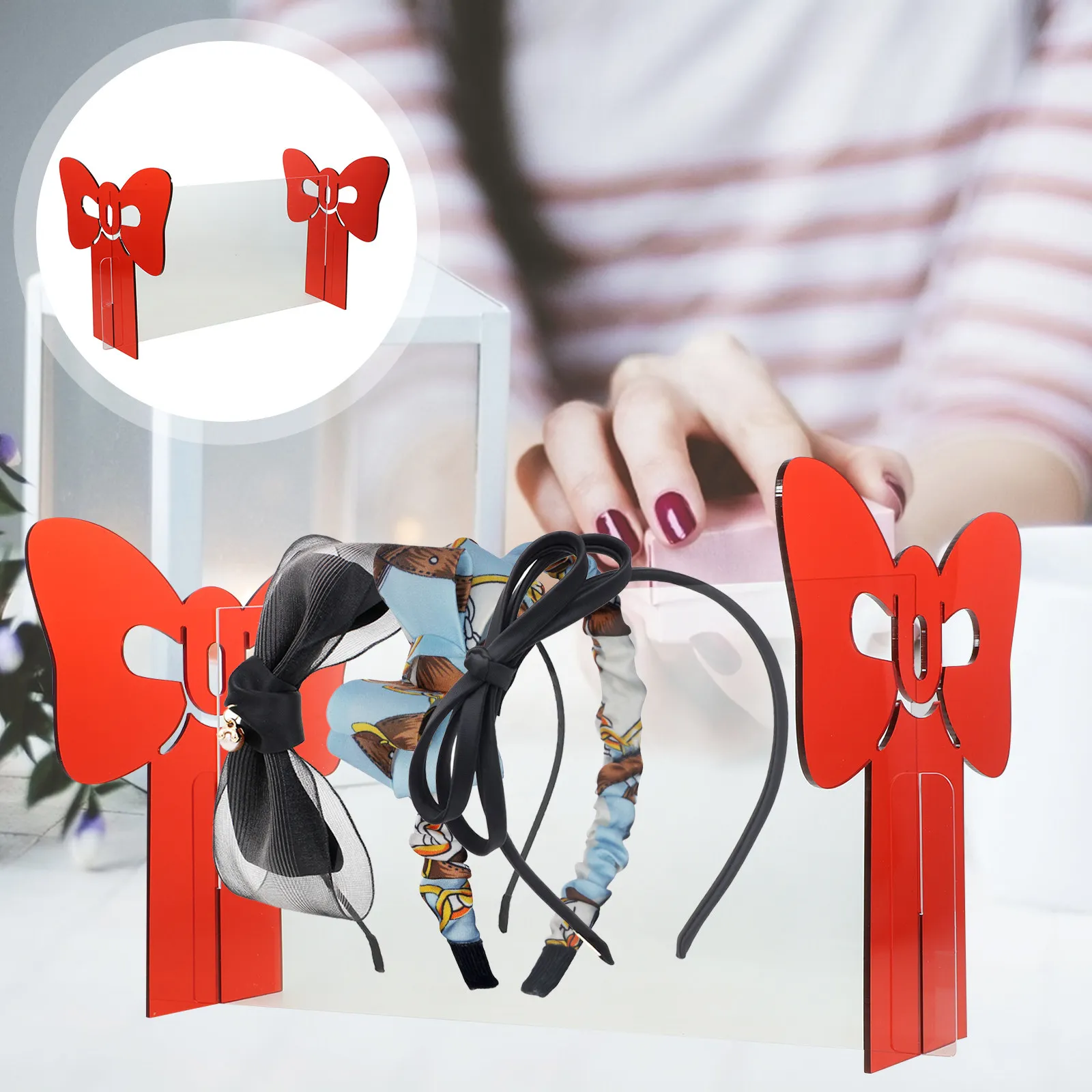 

Acrylic Headband Holder Bow-Knot Hair Band Organizer Girls Hair Accessories Organizer Desktop Display Rack Hairbands Storage