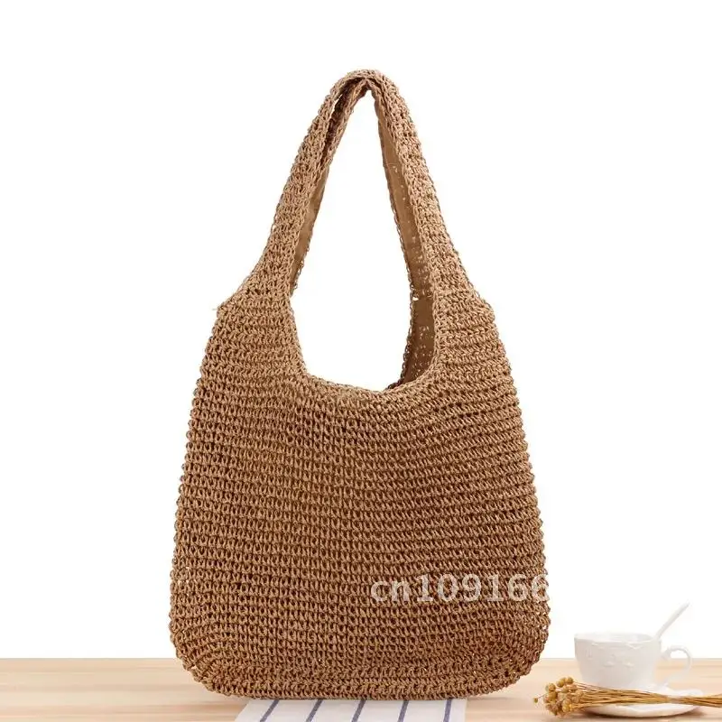 Fashion Straw Women Shoulder Bags Paper Woven Female Handbags Large Capacity Summer Beach Straw Bags Casual Tote Purses