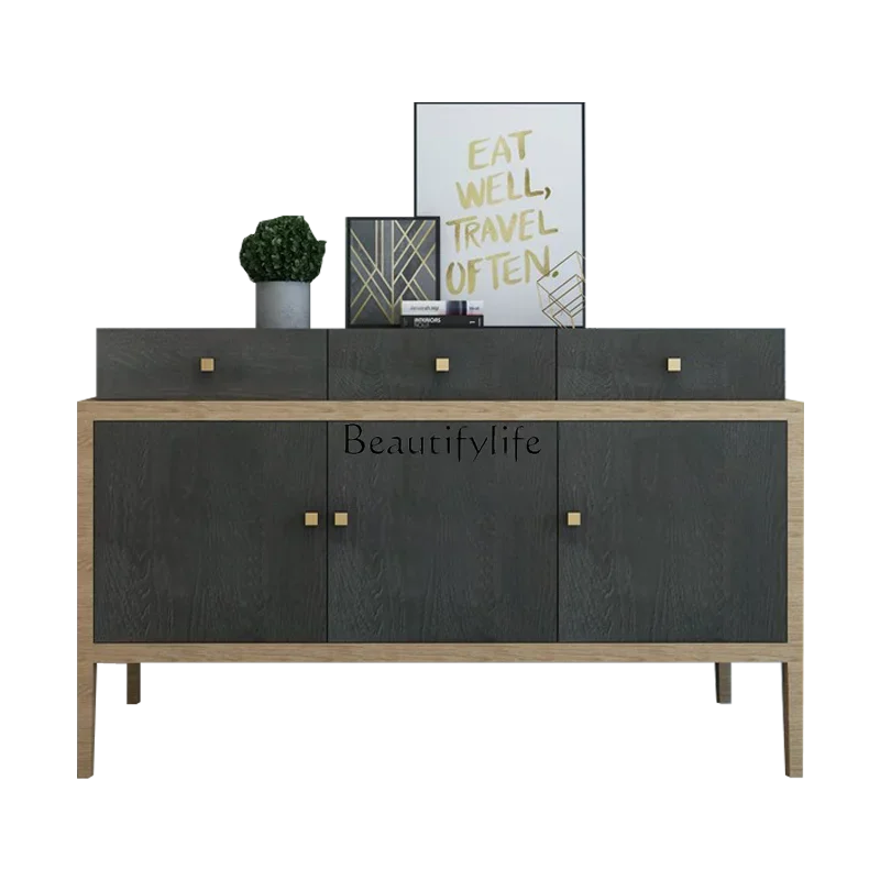 

FG10*Nordic rural retro dining side cabinet Nordic light luxury storage entrance Modern simple wine cabinet