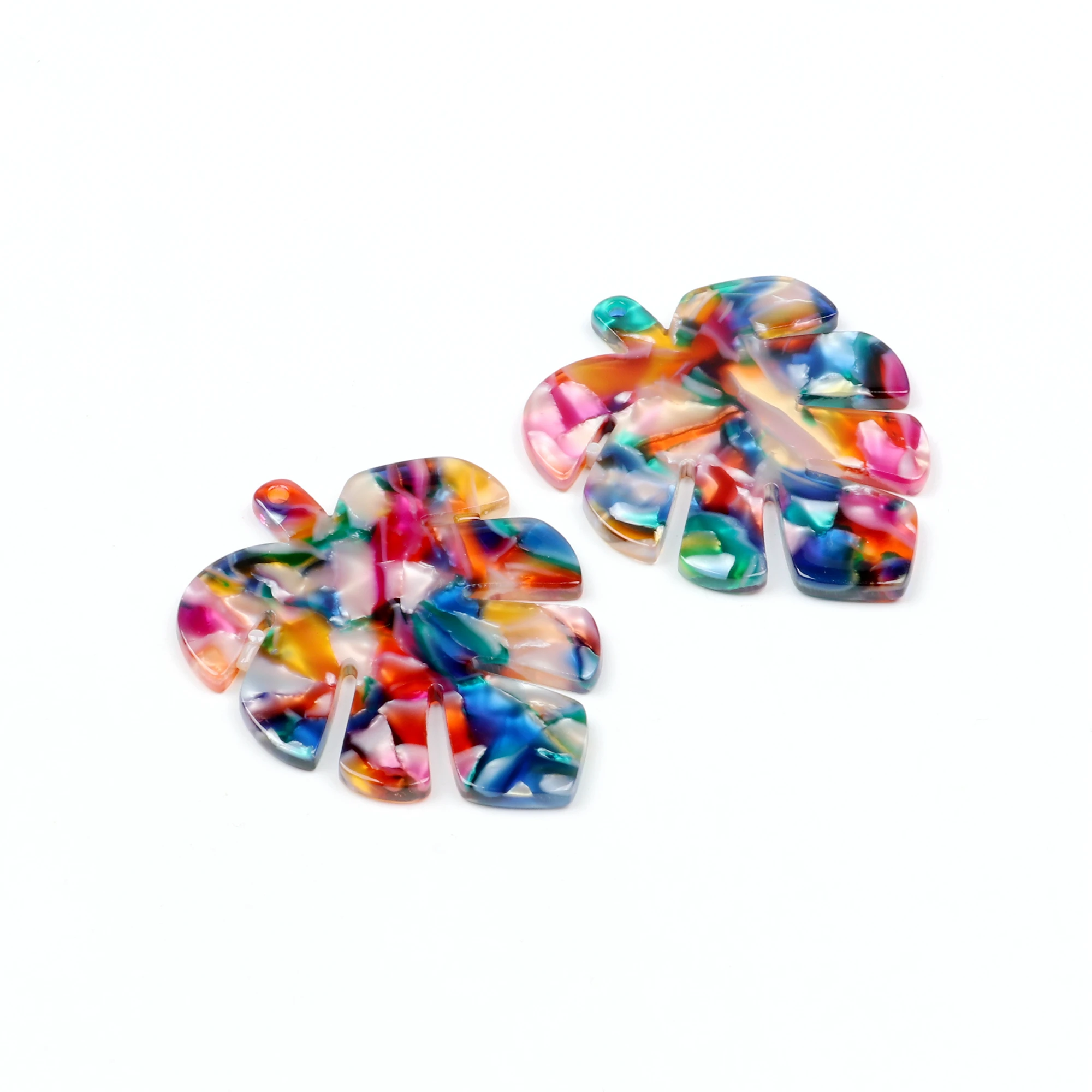 Acetat-Acryl-Anhänger, Schildpatt-Charms, große Monstera-Blatt-Form, Boho-Schmuck, Ohrringteile, Ohrring-Zubehör – Detail 21
