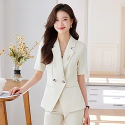 Summer Short Sleeve Suit Coat Female Business Suit Female Thin Hotel Front Stage Work Wear Clothes Elegant Formal Clothes Manage