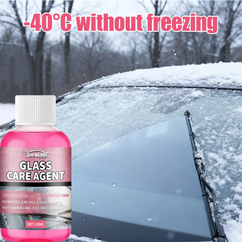 Winter Car Glass Oil Film Cleaner, Non-Freezing at Minus 40 Degrees, Windshield Wiper Fluid, Waterproof Coating, No Need to Dilute with Water, Easy to Use, Suitable for Windshields, Car Windows, Rearview Mirrors, Quick Cleaning Solution, No Dilution Formula, Durable Coating, Waterproof Formula, Antifreeze Cleaner, for Users in Cold Climates, Car Maintenance