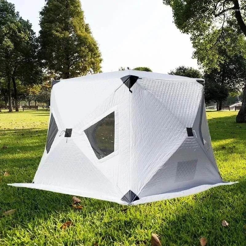 Portable Pop Up Custom Cube Hiking Insulated Ice Fishing Tent 6 Person Winter Camping Hot Tent