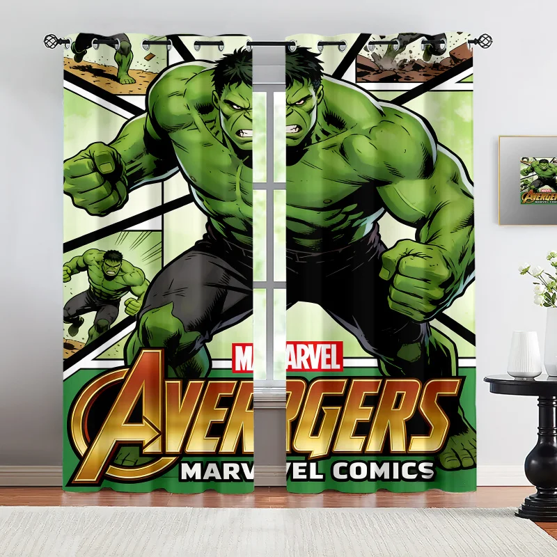 

2Pcs Marvel The Incredible Hulk Blackout Curtains-Marvel Fan Kid's Room Esport Room Decor-Avengers Comic Style Window Drapes