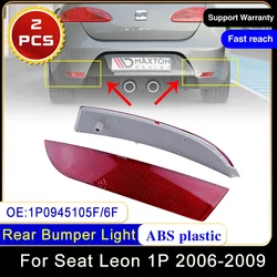 2x for Seat Leon 1P 2006~2009 1P0945105F 1P0945106F Rear Bumper Reflector Light Warning TailLamp Brake Stop Turn Red Lens Cover