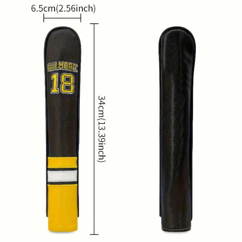 การต่อสีสองโทน หมายเลข ชุดออกแบบตำแหน่งกอล์ฟ 18 ชิ้น - สีขาวและสีดำ พร้อมสีเหลือง ฝาครอบหัวไม้กันฝุ่นและทนทาน