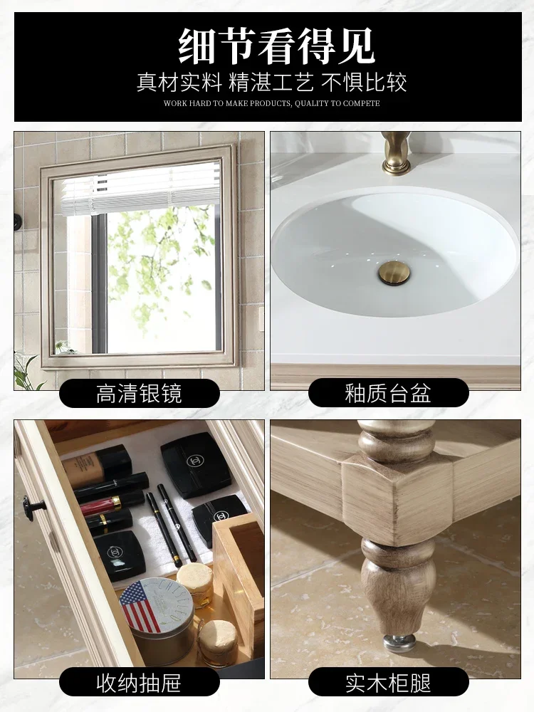 Beauty 130-180CM Balcony Slate Integrated Washing Machine Solid Wood Style Cabinet Companion Washbasin Modern Simple