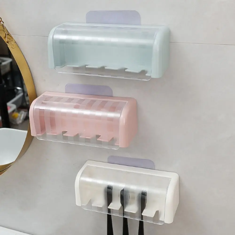 Dustproof Toothbrush Holder Punch-free Wall-mounted Toothpaste Holder Portable Waterproof Storage Rack Bathroom Accessories