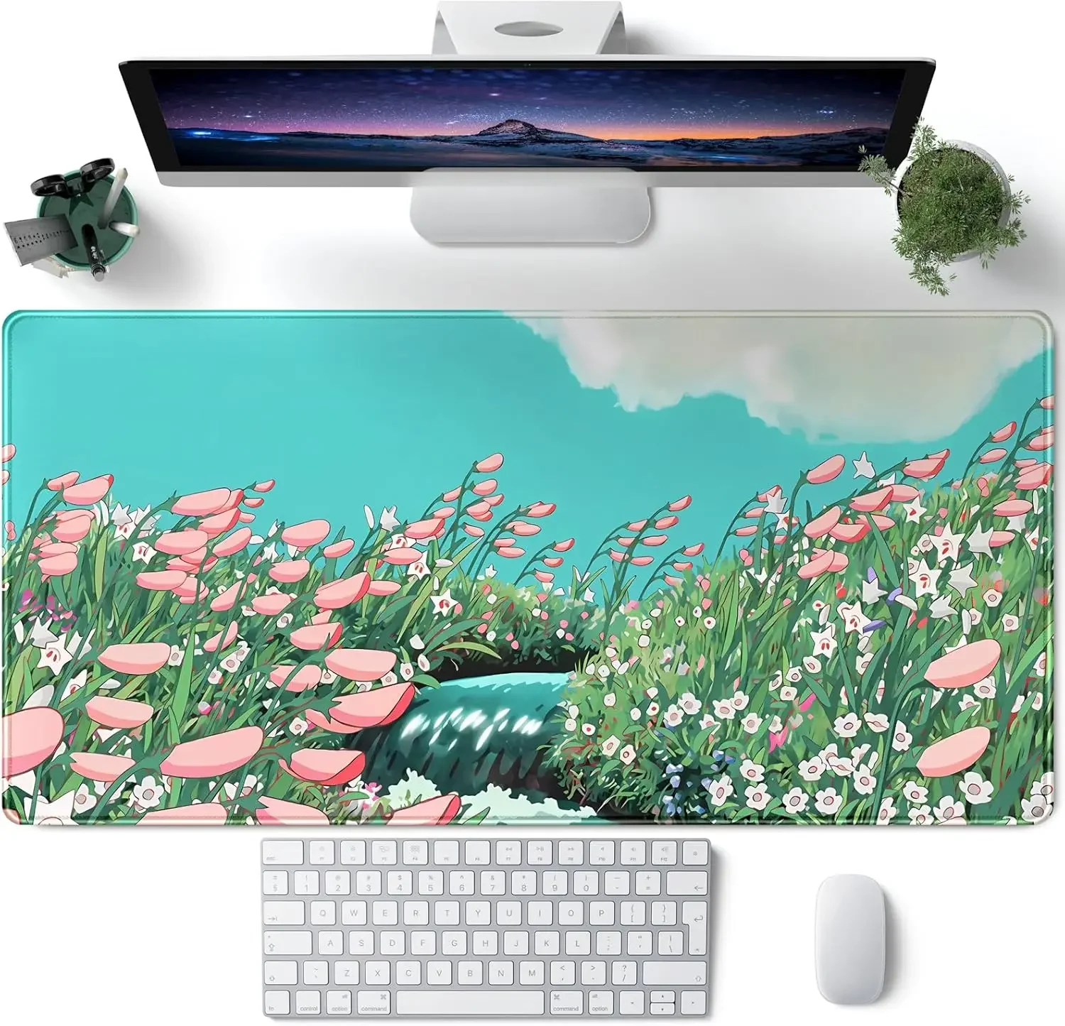 Large Art Mouse Pad Green Dream Forest Gaming Mousepads Desk Mat XXL Extended Anime Cool Keyboard Mat for Computer Laptop Gamers