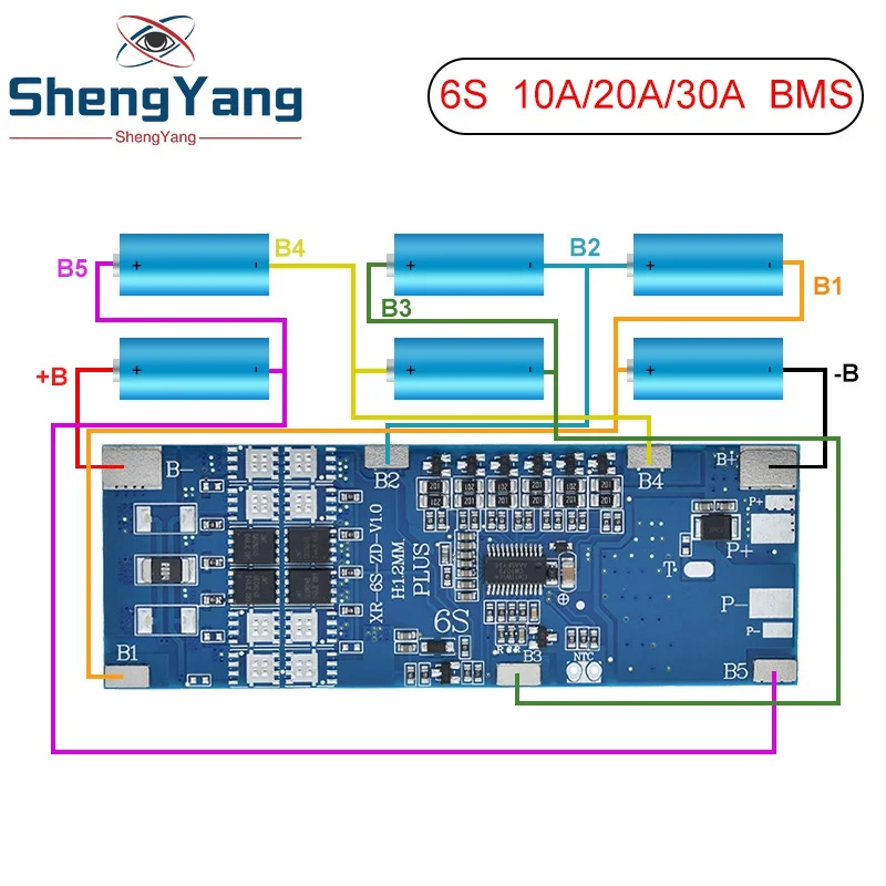 TZT 6S BMS 10A 20A 30A 3.7V Li-ion Lithium 18650 Balance Charge Protection Board  Temperature Control Protection