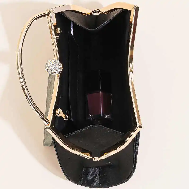 1 pc geraffte Abend tasche für Frauen, Top Ring Clutch Geldbörse, Strass Dekor Handtaschen für Hochzeit Abschluss ball Abendessen – Detail 31