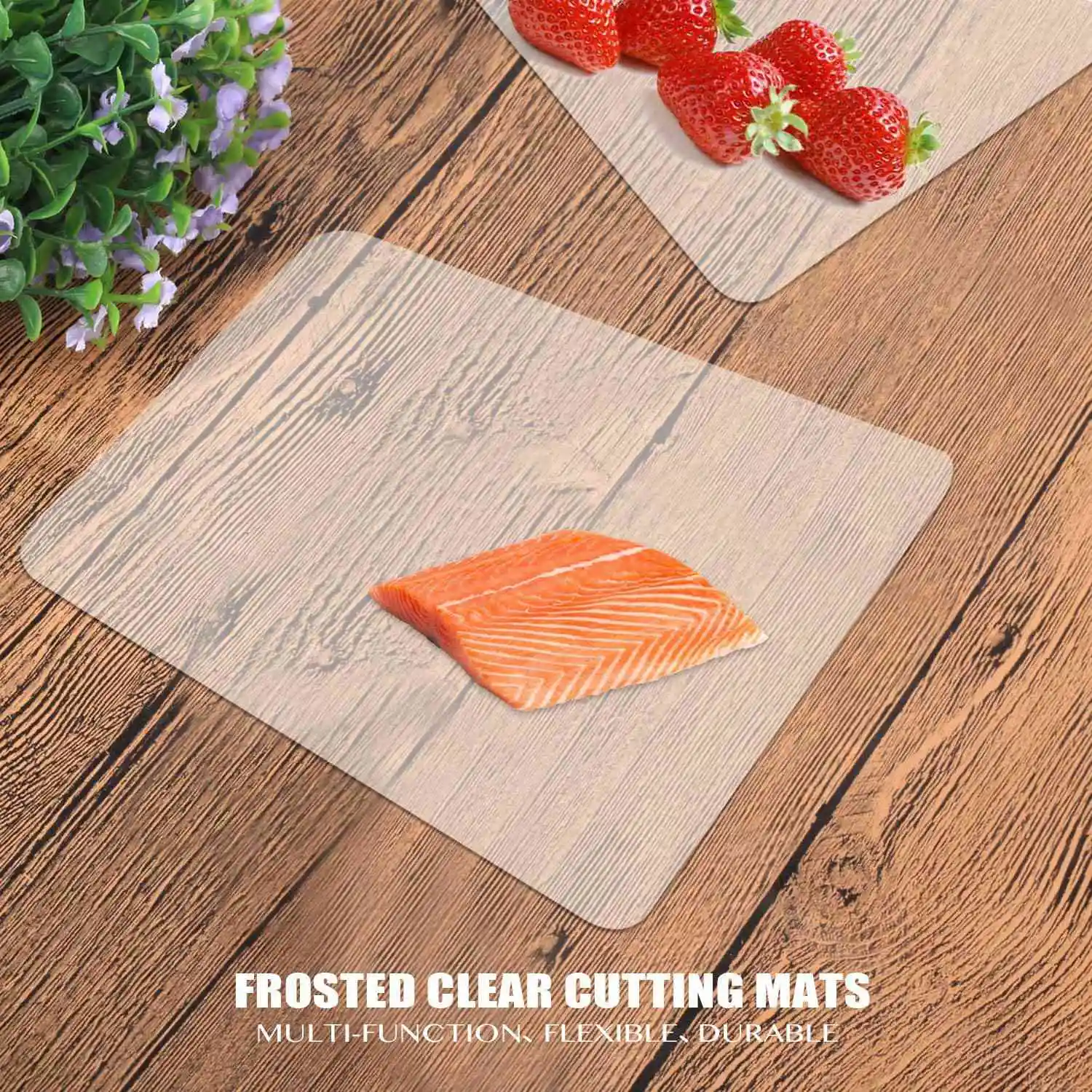 Clear Flexible Plastic Cutting Board Mats Set, Frosted Clear Kitchen Cutting Board Clear Mats 17.5 x 12 Inches, Set of 7