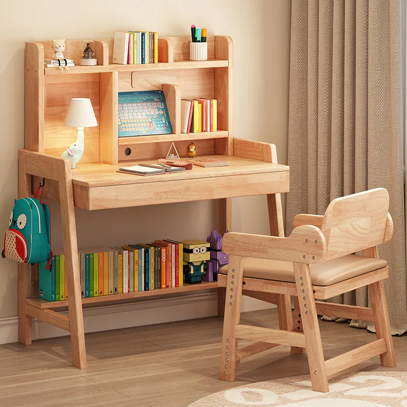 

Children's Study Table Solid Wood Desk Elementary School Student Study Table Simple Bedroom Household Writing Table