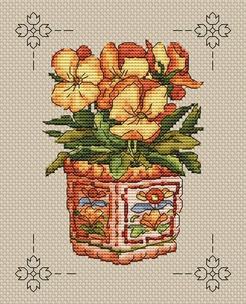 

Cross Stitch 14CT Ecological Cotton Threads Embroidery Home Decoration Hanging unPainting pot series - yellow flower 23-27