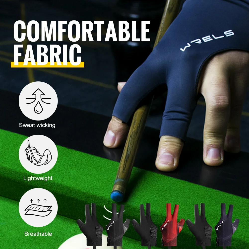 1Pc Billiards Glove Left Hand Three Finger Snooker Billiard Glove Non Slip Stickers Elasticity Billiard Training Gloves Accessor