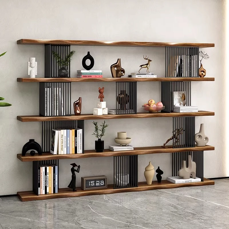 

Living room partition solid wood bookshelf, floor rack