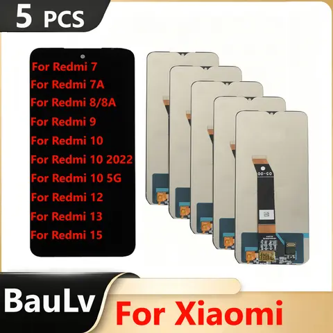 Wholesale 5 Pieces For Xiaomi Redmi 7 7A 8 8A 9 10 2022 5G 12 13 LCD Display Touch Screen 15 4G 5G Big Glass European Version
