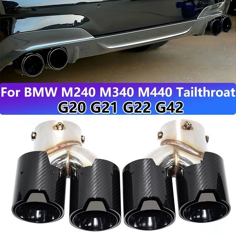 

For 2020+ BMW G20 G21 M340i G42 440i G22 M240i Exhaust Pipe Upgrade Carbon Fiber M Dual Out Black Muffler Tip Exhaust System Noz