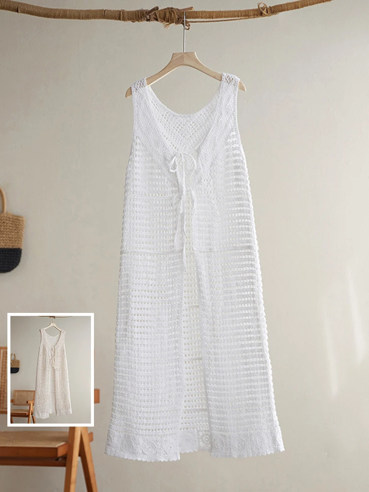 

Plus Size Color Midi Hollow out Knitwear Large Size Women's Faion Casual Versatile Svel V-Ne Wrap Summer Clothing