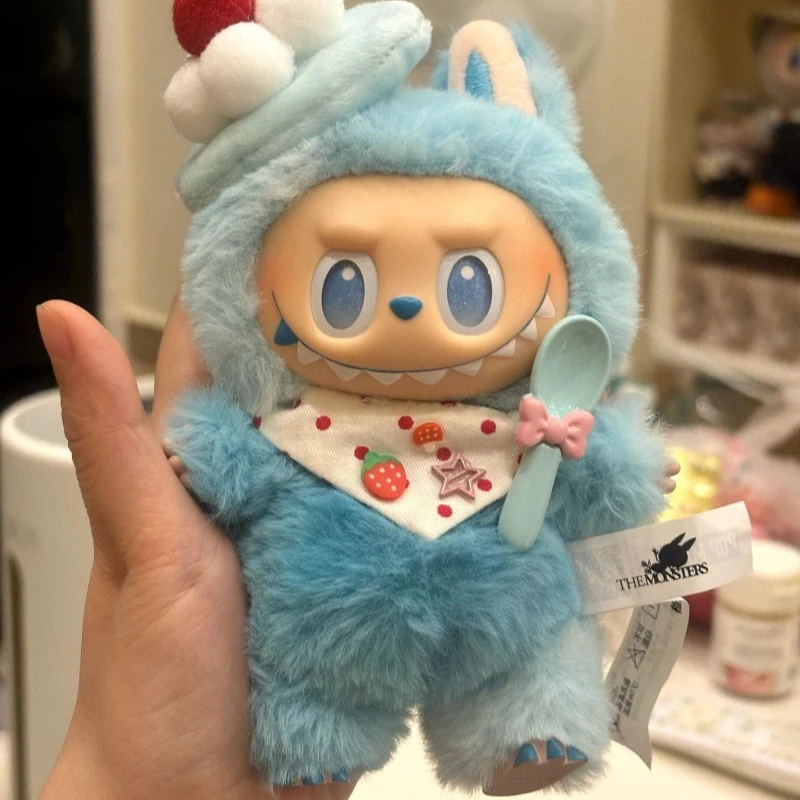 Para LABUBU3 generación Rabub Front ropa de vinilo de alta energía caja ciega de felpa lindo helado de fresa ropa de bebé regalo de moda