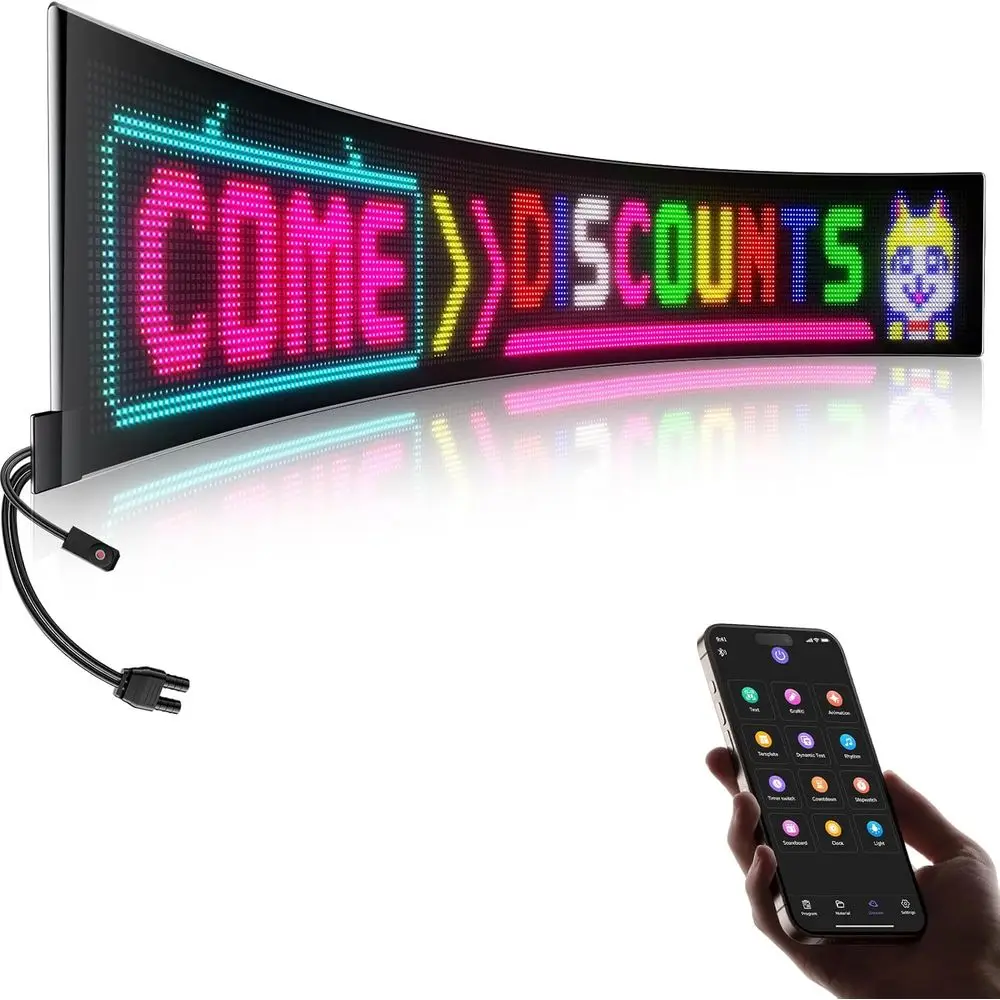 

Large Progmable LED Sign, P5 Resolution Indoor Store LED Sign, Bluetooth APP, or BusinRetail Shop Window Display (37"x 8")