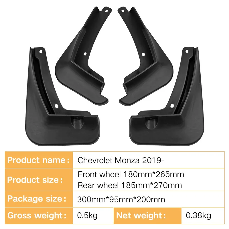 FOR Chevrolet Monza 2019-2023 Car Molded Mud Flaps Splash Guards Mudguards Front Rear Styling Front Rear Car Accessories