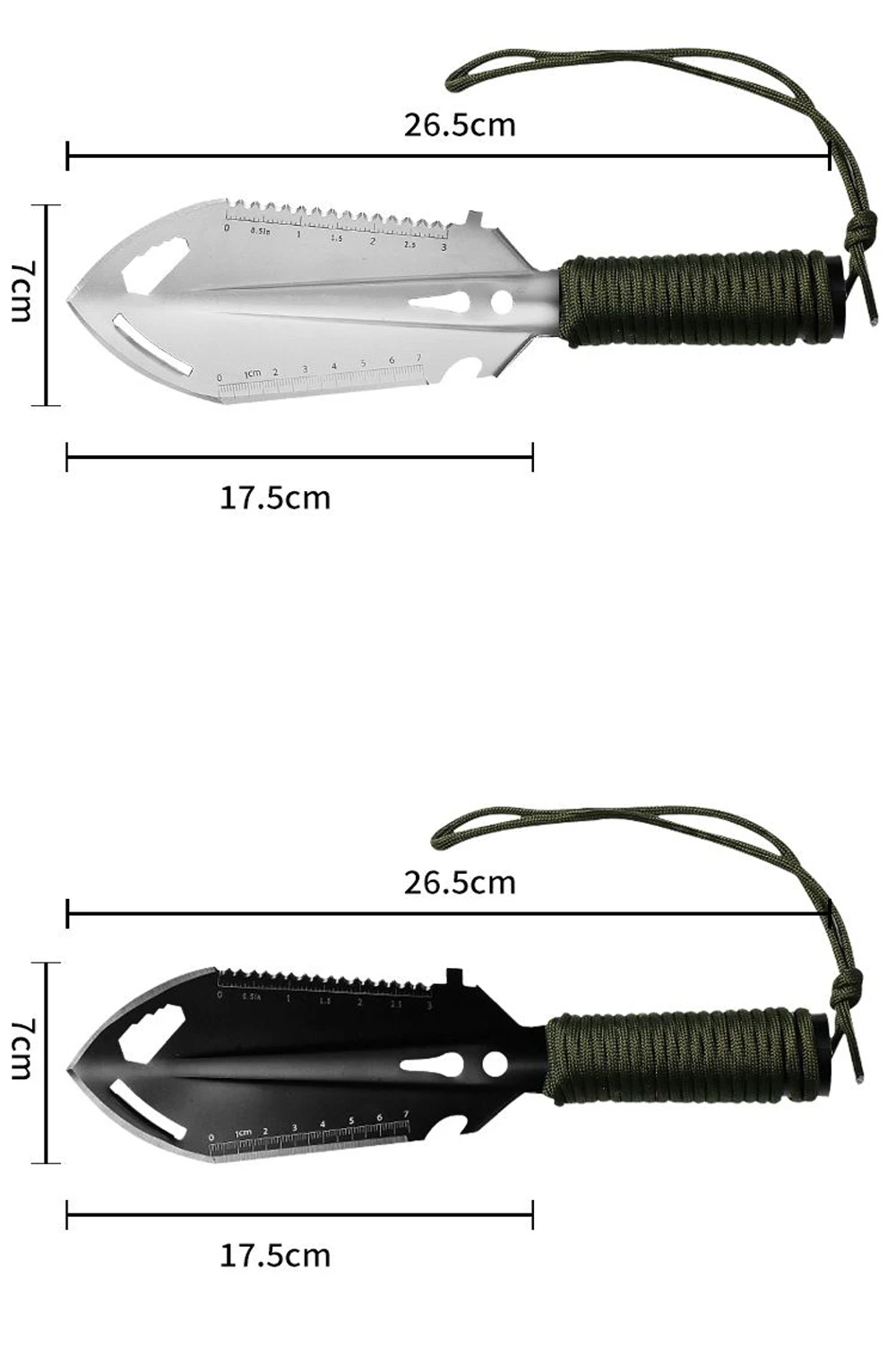 Portable Mini Stainless Steel Hand Shovel Multifunction Outdoor Camping Garden Tool Sets 7 In 1 Tactical Survival Hiking Picnic