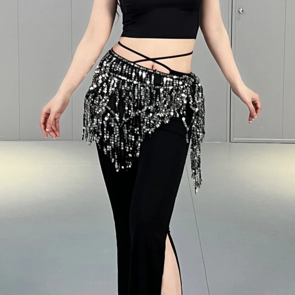 Shiny Sequins Belly Dance Hip Scarf Tassel 4 Colors Dance Skirt Waist Belts Indian Style Elegant Belly Dance Belt Dance Costumes