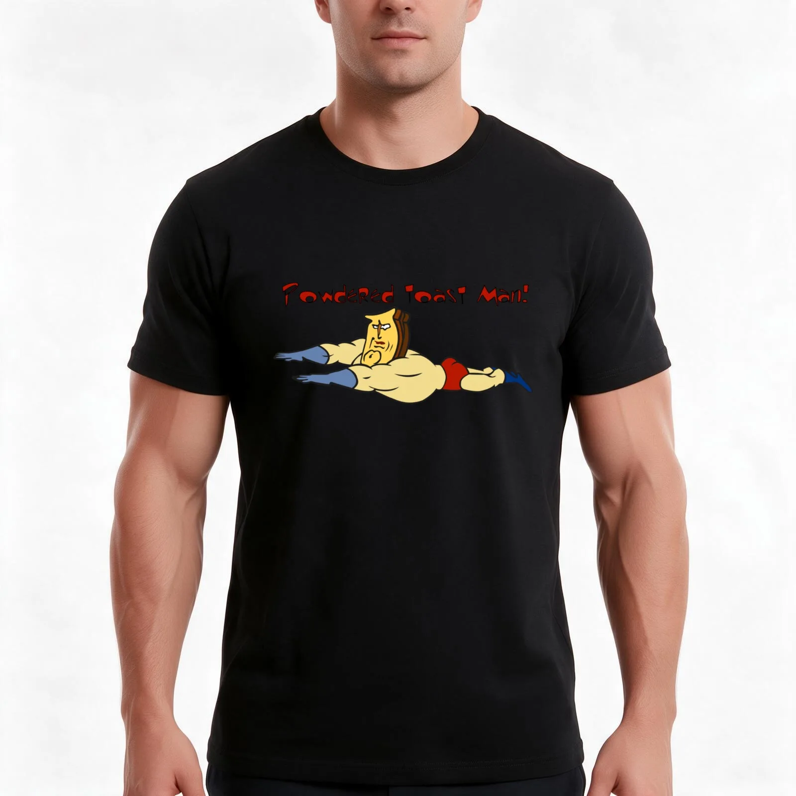Powdered Toast Man Ren and Stimpy T-Shirt, Summer Casual Cotton Tee, Oversized Streetwear Tops, Vintage Graphic Print
