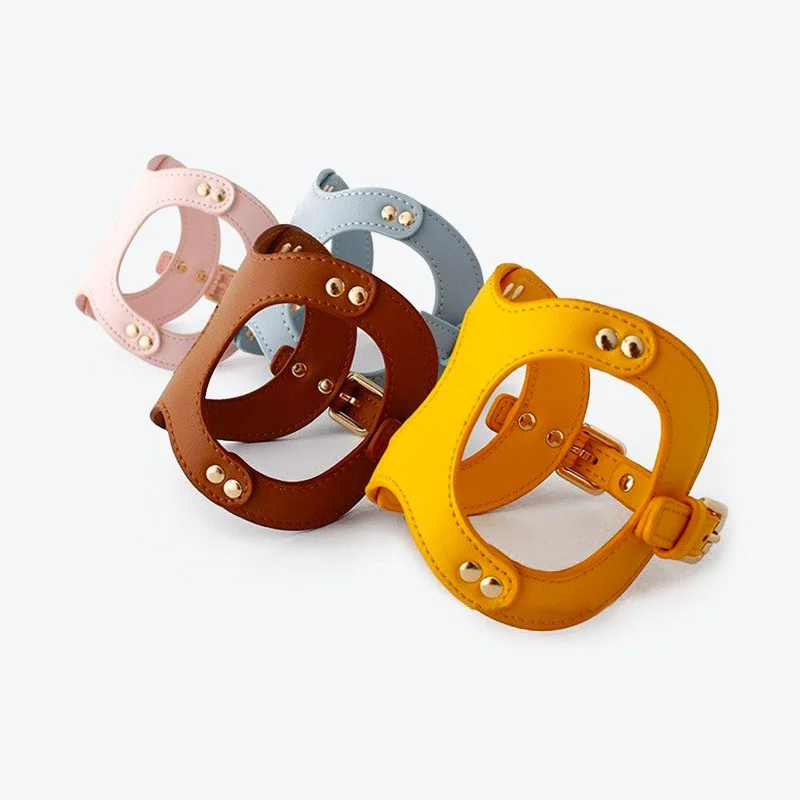 No Pull pet Harness for Small Dogs soft and lightweight PU leather cat vest harness leash poop bag set multifunctional dog rope