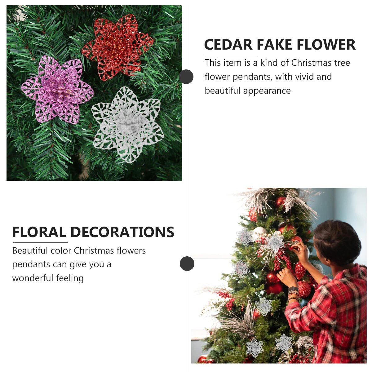

10 Pcs Artificial Flowers Xmas Decor Fake niture Christmas Layout Tree Plastic Simulated
