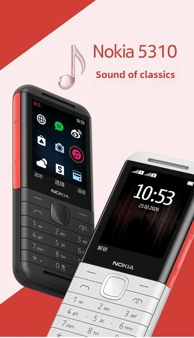 Nokia 5310 XpressMusic Classic 2G Network Unlocked Phone Dual SIM Long Standby Dual Stereo Music Button Backup Phone