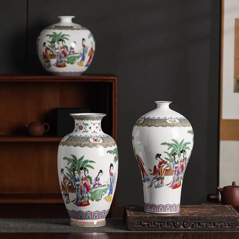 

35cm/Jingdezhen antique ceramic vase, Chinese style decoration for living room, creative entrance, TV cabinet, dining table deco