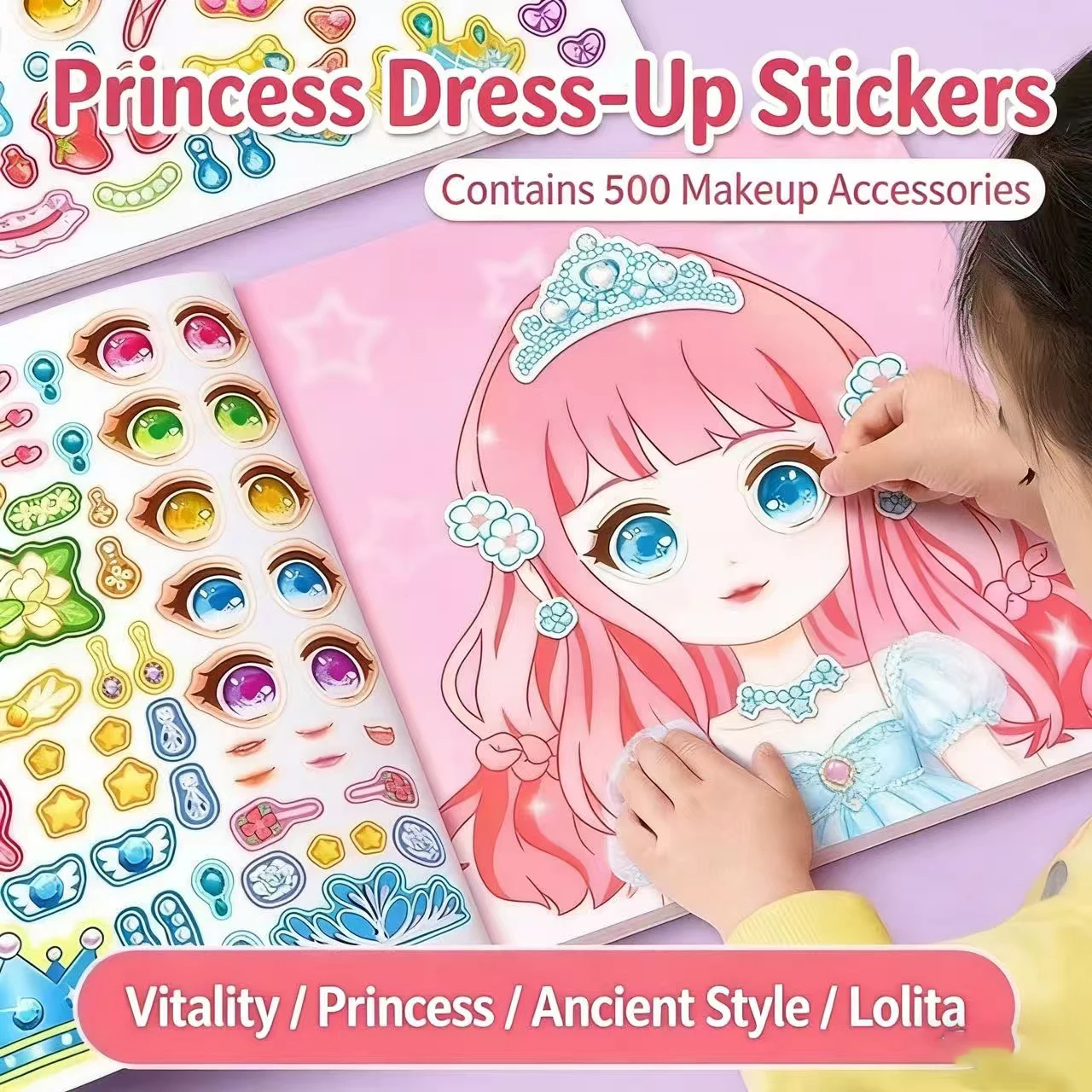 DIY Face Sticker Book/Fashion Doll Design Dress-Up Game Set/Creative Fun/Beautiful Face Art/Interactive Activities