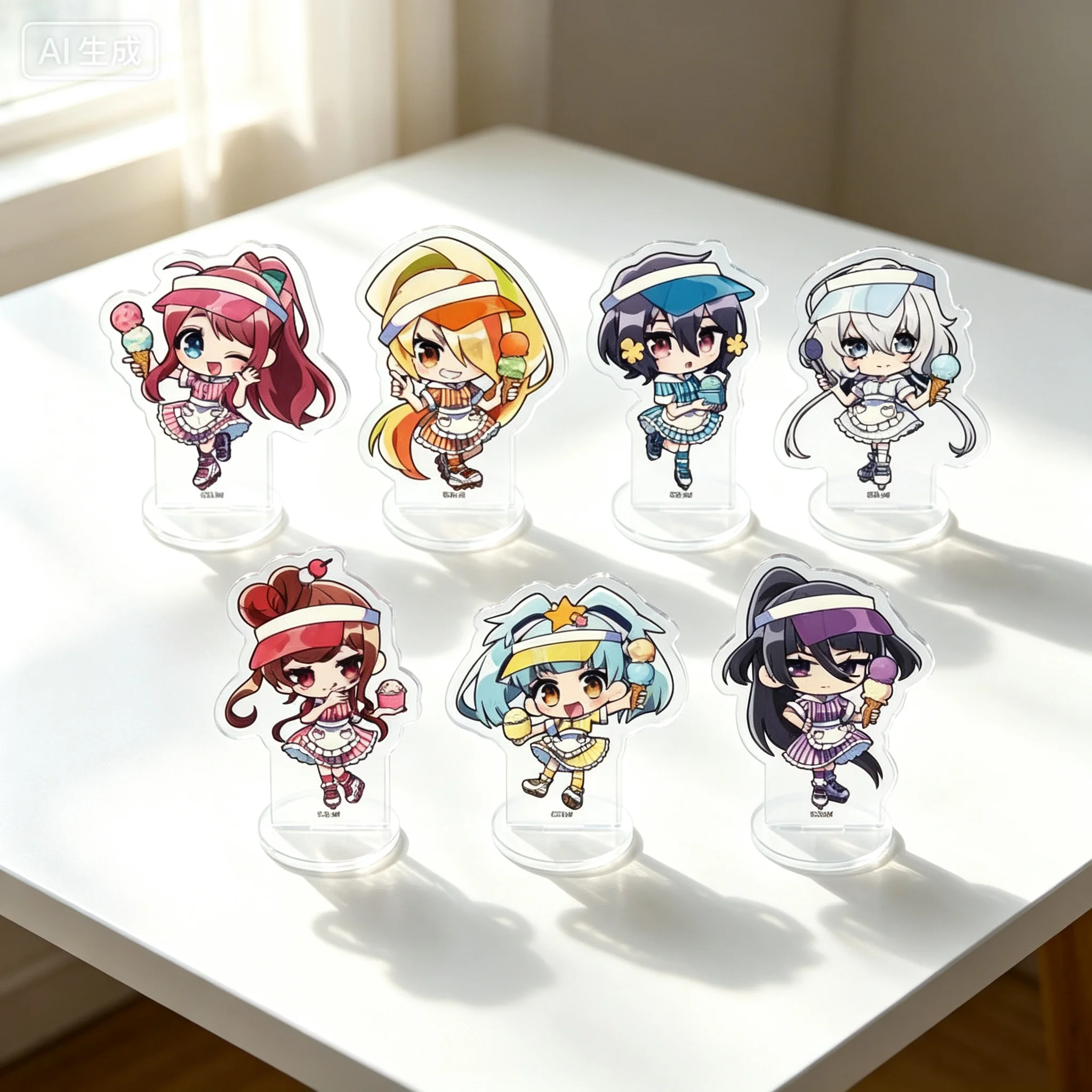 Anime Zombie Land Saga Ice Cream Shop Attendant Style Q-Style Tae Yamada Sakura Minamoto Acrylic Stand Model Plate Keychains