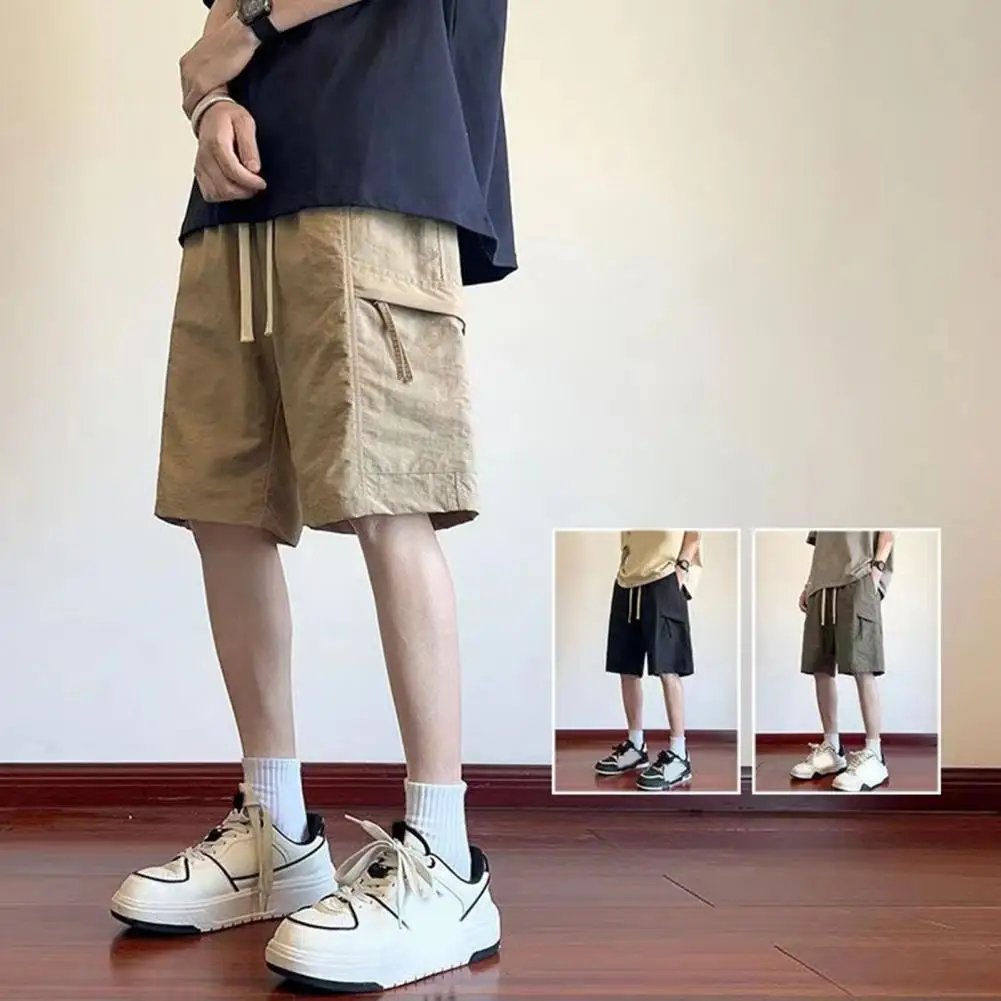 

Мужские шорты длиной до колена, свободные шорты-карго, быстросохнущие повседневные шорты с завязками на талии для повседневной носки
