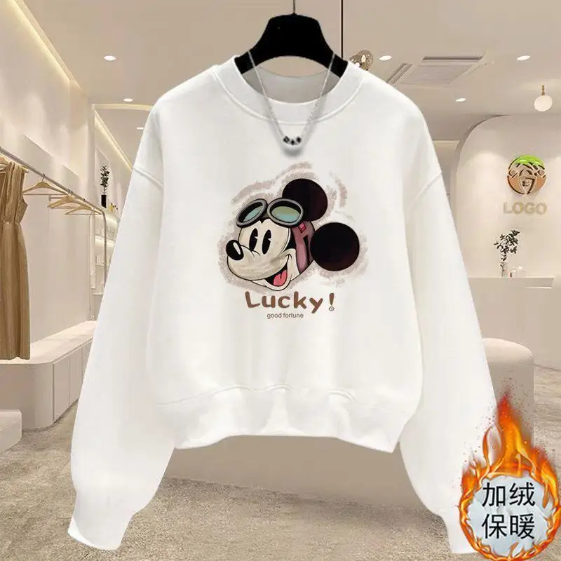 

Женская теплая осенне-зимняя футболка с длинными рукавами, аниме, пуловер, короткий свитшот, женские утолщенные модные корейские топы Bottomin