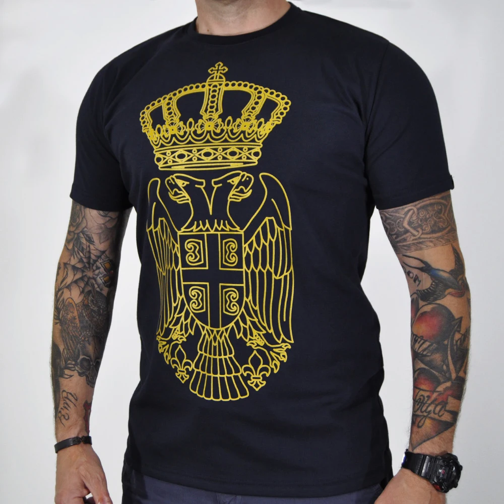 Serbian Emblem T Shirt. High Quality Cotton, Loose, Big Sizes, Breathable Top, Casual T Shirt S-3XL