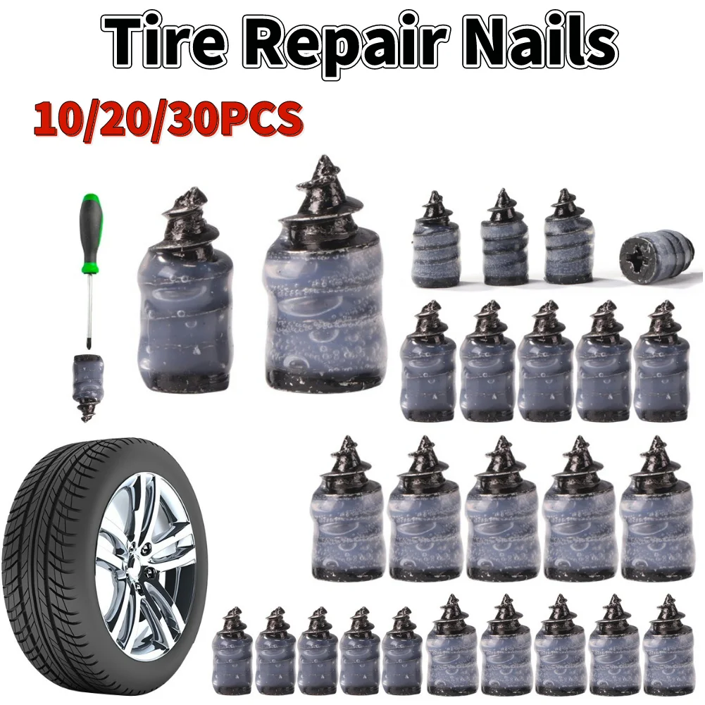 10//20/30Pcs Bicycle Vacuum Tyre Repair Nails Truck Scooter Bike Tire Puncture Repair Tubeless Tools Rubber Nails Accessories