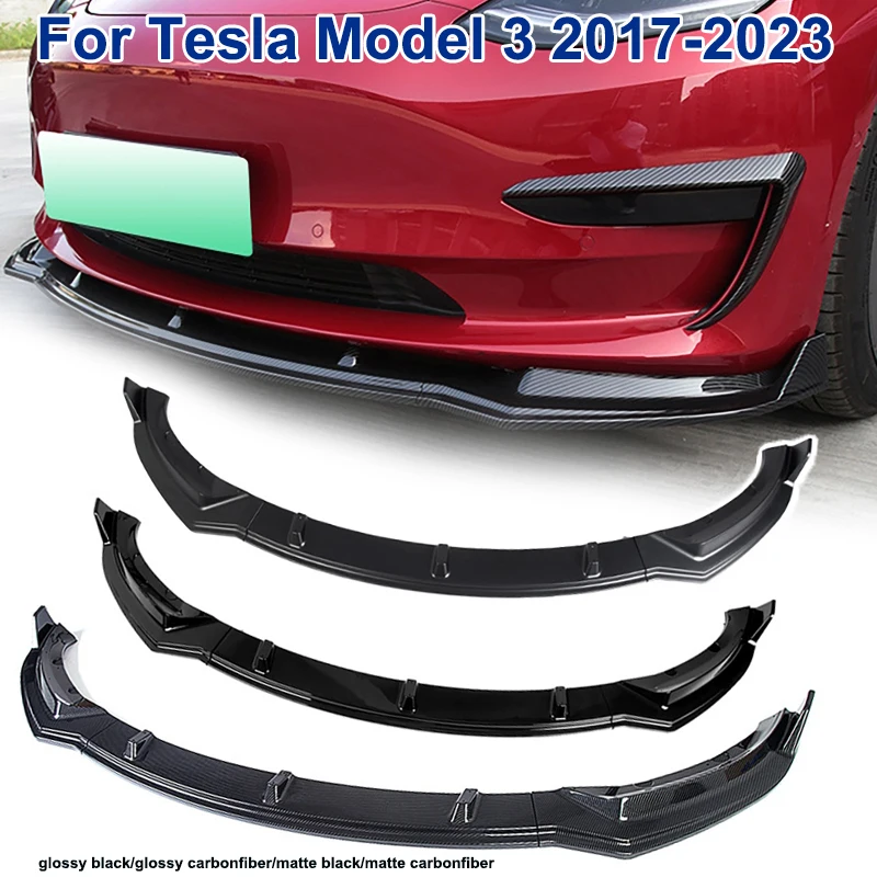 

Передний бампер автомобиля, разделитель губ для Tesla Model3 2017-2023, защитный спойлер, диффузор, защита подбородка, сменный комплект кузова, автоаксессуары