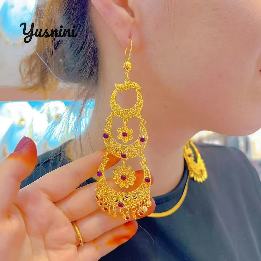 

Модные африканские серьги на Ближнем Востоке, Дубай, позолоченные 24 карата, индивидуальные серьги для пар, ювелирные изделия для свадебной вечеринки DD10747